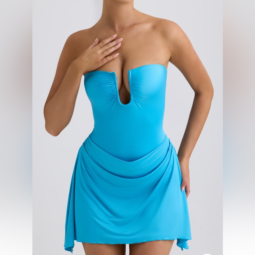 Oh Polly Strapless Blue Dress